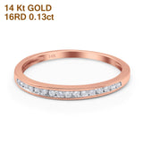 14K Rose Gold 0.13ct Round 3mm G SI Half Eternity Diamond Engagement Wedding Ring Size 6.5