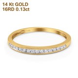 14K Yellow Gold 0.13ct Round 3mm G SI Half Eternity Diamond Engagement Wedding Ring Size 6.5