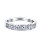 Half Eternity Ring Engagement Band Round Pave Simulated CZ 925 Sterling Silver (4mm)