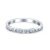 Half Eternity Ring Wedding Band Round Pave Simulated CZ 925 Sterling Silver (2.5mm)