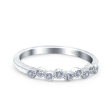 Half Eternity Ring Wedding Band Round Pave Simulated CZ 925 Sterling Silver (3mm)