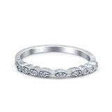 Half Eternity Ring Wedding Band Marquise Round Pave Simulated CZ 925 Sterling Silver (2mm)