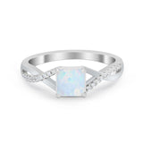 Infinity Shank Engagement Ring Lab Created White Opal 925 Sterling Silver