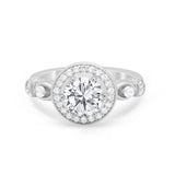 Vintage Style Engagement Ring Round Simulated Cubic Zirconia 925 Sterling Silver