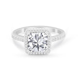 Halo Princess Cut Wedding Ring Simulated Cubic Zirconia 925 Sterling Silver