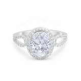 Halo Art Deco Engagement Bridal Ring Round Simulated CZ 925 Sterling Silver