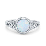 Art Deco Wedding Ring Solitaire Lab Created White Opal 925 Sterling Silver