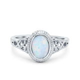 Solitaire Oval Lab Created White Opal Wedding Ring 925 Sterling Silver