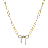 Ribbon Bow Infinity Style Pendant Chain Necklace