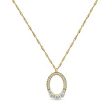 14K Yellow Gold 0.23ct Natural Diamond Open Oval Pendant Necklace 18" Long  Wholesale