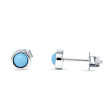 Half Ball Stud Earrings 5mm Round Turquoise 925 Sterling Silver