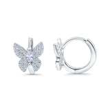 Butterfly Marquise Lever Back Earrings Hoop Huggie Design Simulated Cubic Zirconia 925 Sterling Silver (12mm)