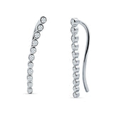 Threader Stud Earrings Bezel Line Cubic Zirconia 925 Sterling Silver Wholesale