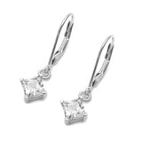Princess Cut Leverback Earrings Cubic Zirconia 925 Sterling Silver Wholesale