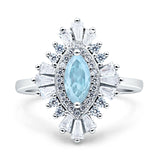 Art Deco Marquise Engagement Ring Simulated Aquamarine 925 Sterling Silver Wholesale