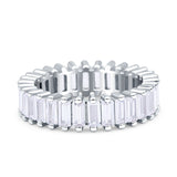Emerald Cut Full Eternity Ring Cubic Zirconia 925 Sterling Silver Wholesale