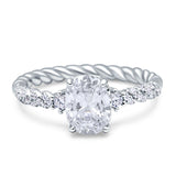 Twisted Rope Hidden Halo Oval Engagement Ring Cubic Zirconia 925 Sterling Silver Wholesale