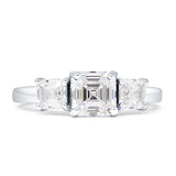 Asscher Cut Engagement Ring Three Stone Cubic Zirconia 925 Sterling Silver Wholesale