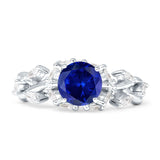 Floral Ring Round Infinity Marquise Blue Sapphire CZ 925 Sterling Silver Wholesale