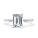 Emerald Cut Solitaire Baguette Cubic Zirconia Ring 925 Sterling Silver Wholesale