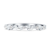 2.8mm Leaf Style floral Half Eternity Wedding Band Cubic Zirconia 925 Sterling Silver Wholesale