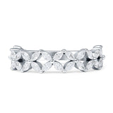 Floral Half Eternity Marquise Band Cubic Zirconia Ring 925 Sterling Silver Wholesale