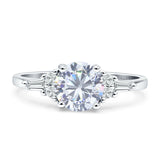 Round Vintage Style Ring Baguette Cubic Zirconia 925 Sterling Silver Wholesale