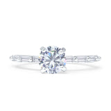 Petite Round Solitaire Ring Baguette Cubic Zirconia 925 Sterling Silver Wholesale