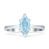 Marquise 6X12 Solitaire Ring Aquamarine CZ 925 Sterling Silver Wholesale