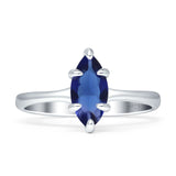 Marquise 6X12 Solitaire Ring Blue Sapphire CZ 925 Sterling Silver Wholesale