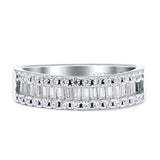 Half Eternity Ring Three Row Baguette Cubic Zirconia 925 Sterling Silver Wholesale