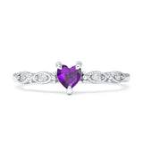 Heart Leaf Vintage Promise Ring Amethyst CZ Solid 925 Sterling Silver Wholesale