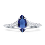 Art Deco Marquise Vintage Style Blue Sapphire CZ Ring 925 Sterling Silver wholesale