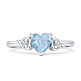 Three Stone Heart Promise Ring Aquamarine CZ 925 Sterling Silver Wholesale