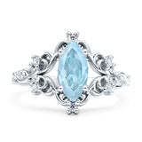 Vintage Style Engagement Ring Marquise Aquamarine CZ 925 Sterling Silver Wholesale