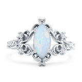 Vintage Style Engagement Ring Marquise Created White Opal 925 Sterling Silver Wholesale