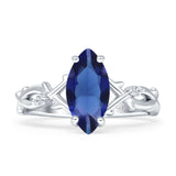 Marquise Split Shank Infinity Twisted Ring Blue Sapphire CZ 925 Sterling Silver Wholesale