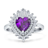 Heart Halo Amethyst CZ Bridal Promise Ring 925 Sterling Silver Wholesale