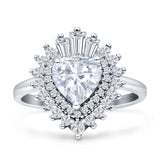 Heart Halo Cubic Zirconia Bridal Promise Ring 925 Sterling Silver Wholesale