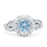 Sunflower Ring Infinity Twisted Round Aquamarine CZ 925 Sterling Silver Wholesale