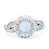 Sunflower Ring Infinity Twisted Round Created White Opal 925 Sterling Silver Wholesale