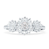Sunflower Trio Ring Cubic Zirconia 925 Sterling Silver Wholesale