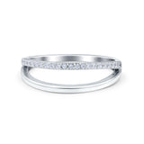 Half Eternity Ring Wedding Engagement Band Round Simulated CZ 925 Sterling Silver (6mm)