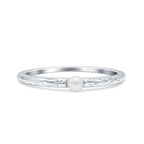 Art Deco Hammered Band Round Statement Fashion Ring Simulated Pearl 925 Sterling Silver