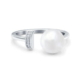 Round Pearl Simulated Cubic Zirconia 925 Sterling Silver