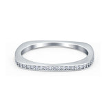 Half Eternity Ring Wedding Engagement Band Round Simulated Cubic Zirconia 925 Sterling Silver (1.7mm)