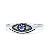 Evil Eye Star Thumb Ring Simulated Blue Sapphire CZ Engagement Solid 925 Sterling Silver