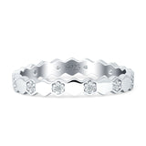 Full Eternity Hexagonal Stackable Band Cubic Zirconia 925 Sterling Silver Wholesale
