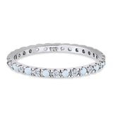 Stackable Full Eternity Ring Lab Created White Opal & Cubic Zirconia 925 Sterling Silver Wholesale