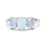 Teardrop Pear Art Deco Wedding Engagement Ring Lab Created White Opal 925 Sterling Silver